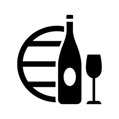 Obraz premium Wine bottle icon. Food and wine filled symbol. Black and white.