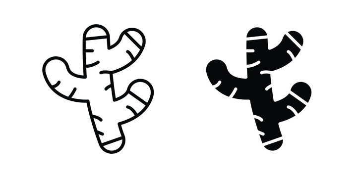 Ginger icon design illustrator set. Icons in line and clipart