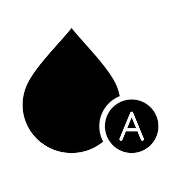 Blood type a icon. Healthcare and blood type filled symbol. Black and white.