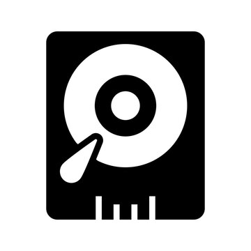 Disk drive icon. Technology and data storage filled symbol. Black and white.