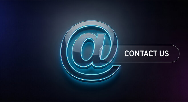 Glowing blue at sign symbol.