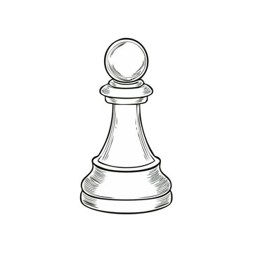 Elegant Line Art Illustration of a Classic Chess Pawn Piece