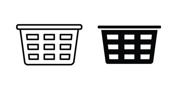 Laundry basket icon design illustrator set. Icons in line and clipart
