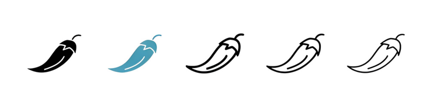 Pepper line icon vector set. Thin line customizable illustration. Contour symbol. Vector isolated outline drawing. Editable stroke