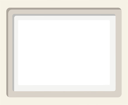 A close-up view of a framed rectangular object with gray borders on a cream background.