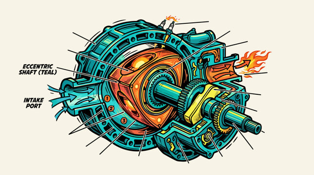 Mechanical Engine Inner Workings Diagram.