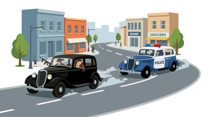 Retro Police Chase Scene © Alis