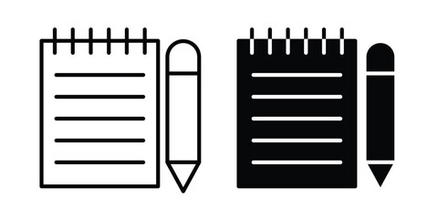 Note pad icon design illustrator set. Icons in line and clipart © Dan
