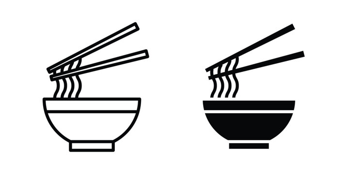 Noodles icon design illustrator set. Icons in line and clipart