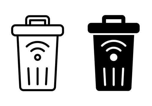 Smart Trash Can Motion Sensor Line Icon with Editable Stroke