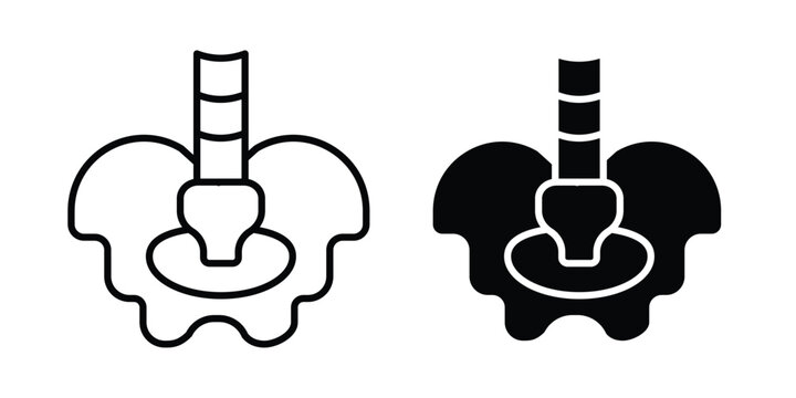 Pelvic area icon design illustrator set. Icons in line and clipart