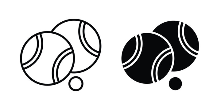 Petanque icon design illustrator set. Icons in line and clipart
