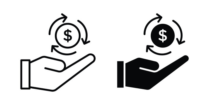 Return on Investment icon design illustrator set. Icons in line and clipart