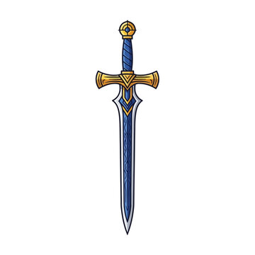 Fantasy Sword with Blue Blade and Gold Hilt