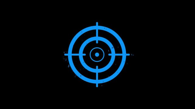 Aiming High: A crisp, futuristic reticle glows brightly against the stark black backdrop, perfectly centered and symbolizing focus, precision, and the drive to hit the mark.