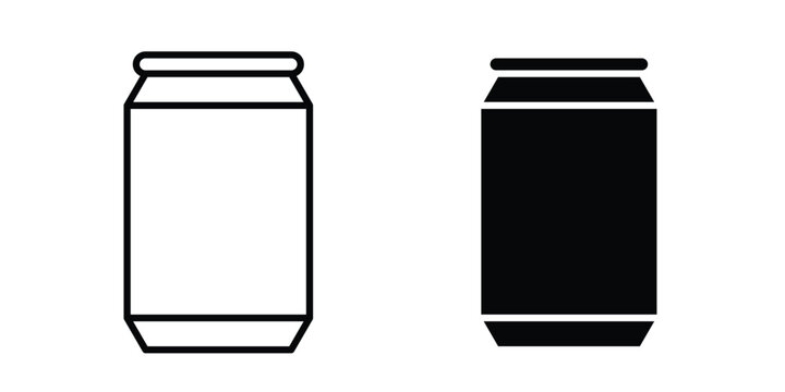 Soda can icon design illustrator set. Icons in line and clipart