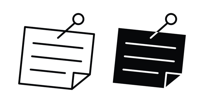 Sticky notes icon design illustrator set. Icons in line and clipart