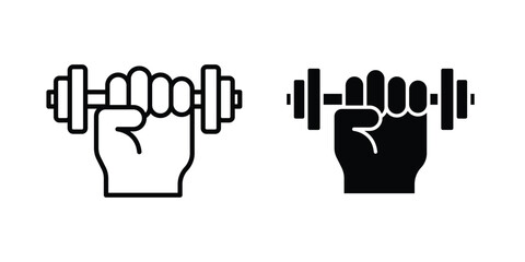 Obraz premium Strength training icon design illustrator set. Icons in line and clipart