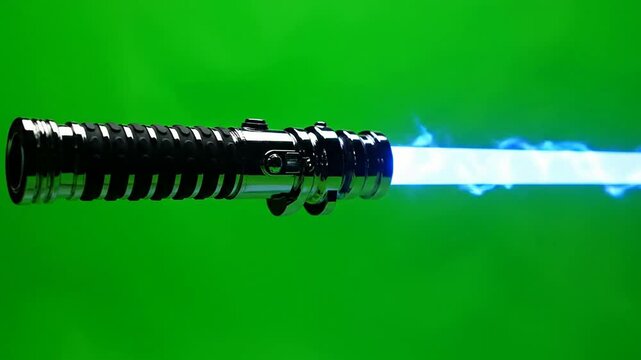 Sci Fi Lightsaber Weapon on Green Screen Chroma Key Background