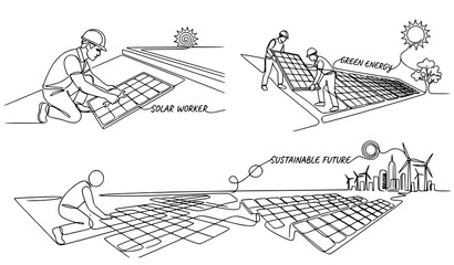 Fototapeta premium Solar panel installation for a sustainable future with green energy solutions