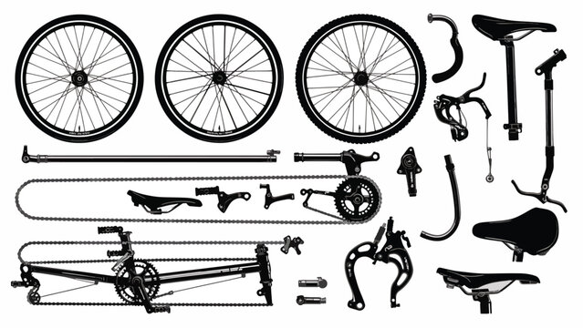 Bicycle parts and accessories collection.