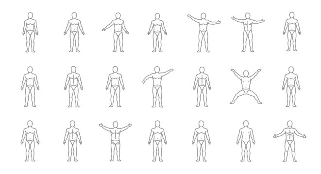 Collection of Human Body Silhouettes Showing Different Poses.