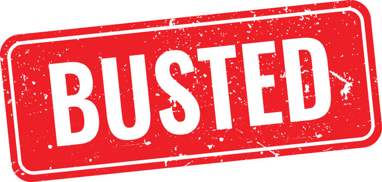 Busted Police Law Enforcement Red Stamp Vector Flat Graphic Icon