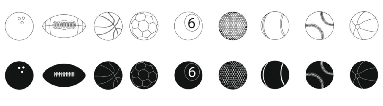 Sports balls icon set. Vector illustration.
