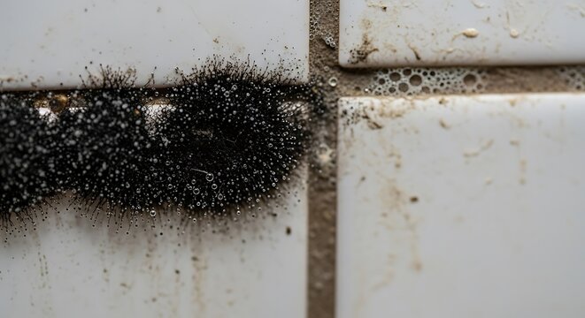 Close-up of mold growing on wall tiles