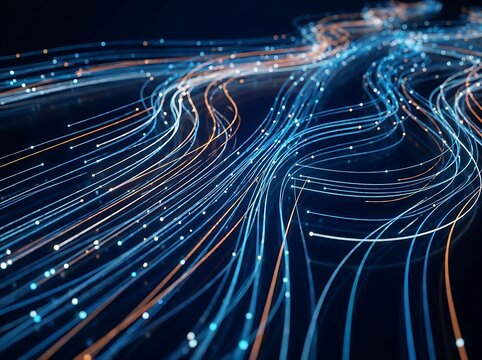 Abstract digital data flow representing network connectivity and high speed internet.
