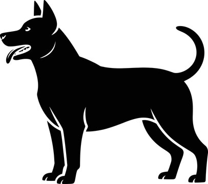 A black dog stands proudly in a neutral environment, showcasing its animal features vector file.