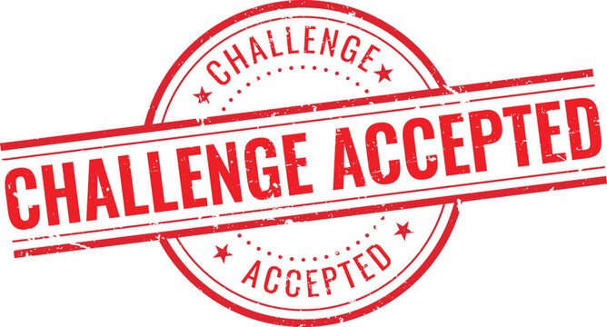 Round Challenge Accepted Red Rubber Stamp Vector Circular Graphic Icon