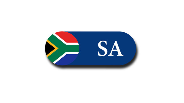 South Africa Flag Badge Button Icon With 'SA' Lettering on Blue Rounded Banner