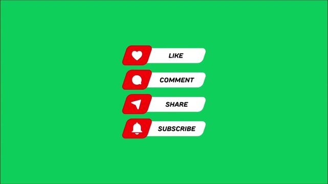 Like, share, comment and subscribe element , push button animation 