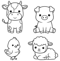 Fototapeta premium Farm animal coloring page for kids