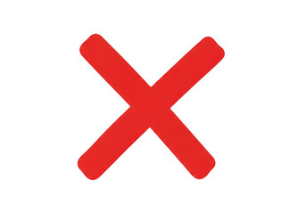 Fototapeta premium Bright red cross symbol icon representing negative feedback or rejection isolated on transparent background