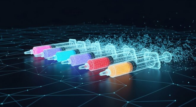 A colorful object is shown in a pixelated image illustration