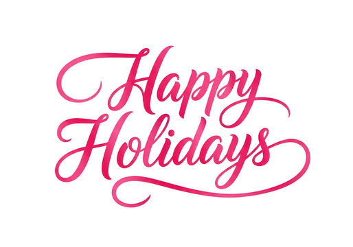 Elegant pink calligraphy text reading Happy Holidays in festive script font style isolated on transparent background