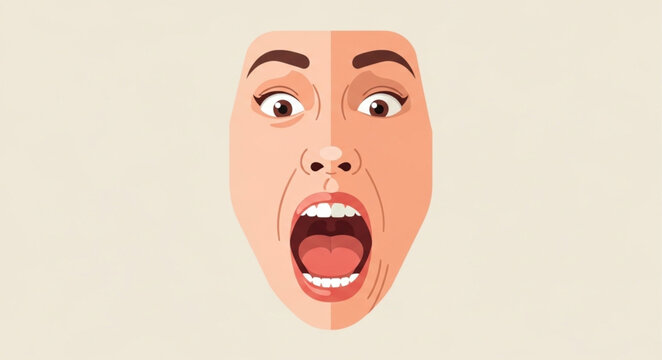 Surprised Man Face Expression Closeup.