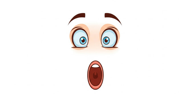 Surprised Eyes and Open Mouth Cartoon Illustration.