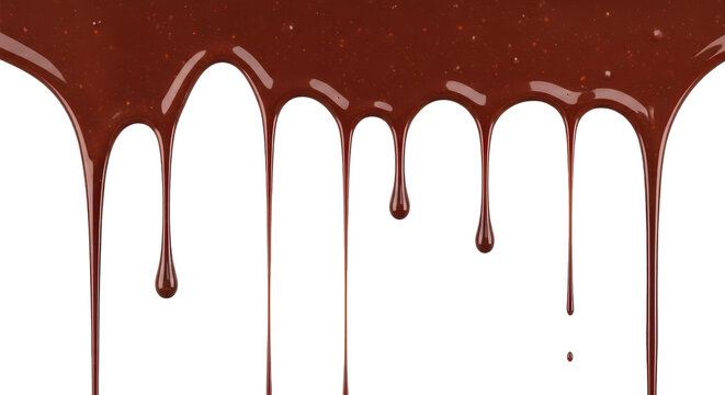 melted brown chocolate dripping isolated on whit