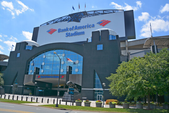 
CHARLOTTE NC USA JUNE 20 2016: Bank of America Stadium is a 75,412-seat football stadium in Charlotte, USA. It is the home facility and headquarters of the Carolina Panthers NFL franchise