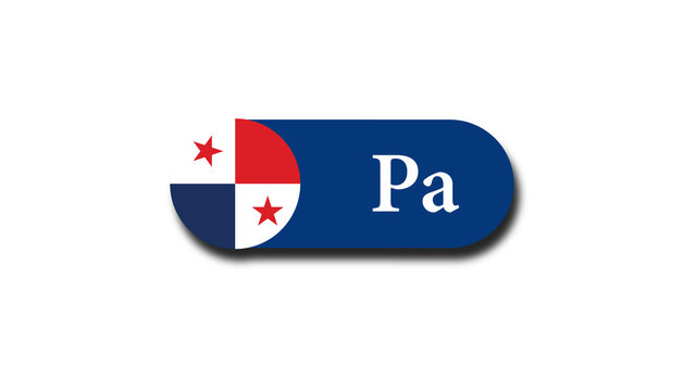 Panama Flag Icon Button With Pa Abbreviation Badge In Blue Red And White Design