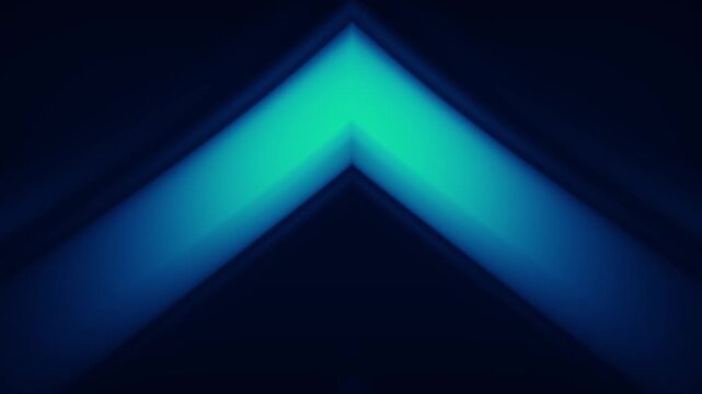 Blue gradient forms a bold V-shape, centered in frame. Deep tones shift to radiant light at the apex. Movement flows subtly, creating a serene, hypnotic rhythm. Ideal for tech, digital