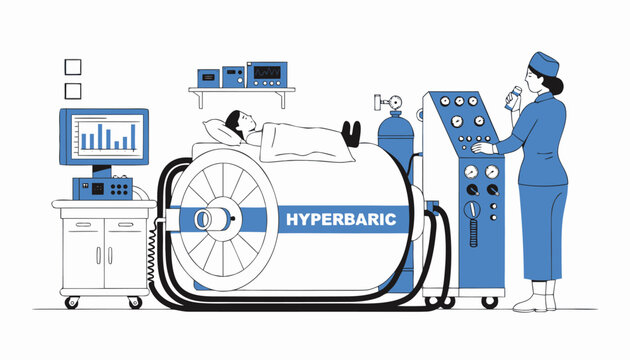 Hyperbaric Oxygen Therapy Medical Treatment Illustration.eps