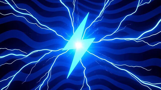 Bright blue lightning on dark waves