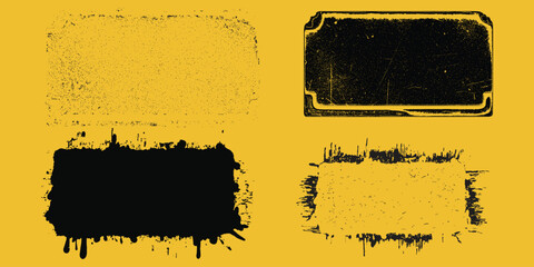 Urban grunge ink splatter frames and distressed blocks with drips © MDHADIULISLAM