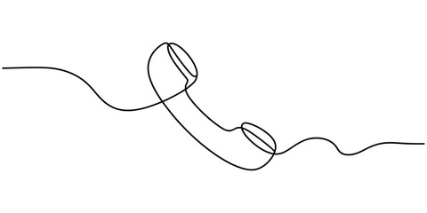 Obraz premium Continuous single line drawing of an old telephone handset
