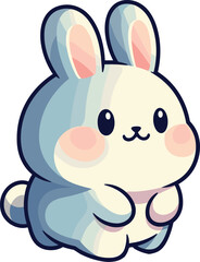 Obraz premium A charming and adorable tiny baby rabbit with soft blue fur and rosy cheeks standing in a peaceful pose isolated on a light cream colored backdrop