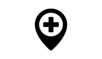 Obraz premium Medical map pin vector icon hospital cross location marker illustration